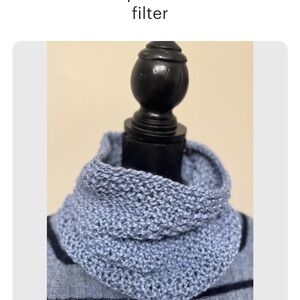 New Unisex Dusty Blue Hand Knit Eco Organic Cotton Neck Warmer Snood OS